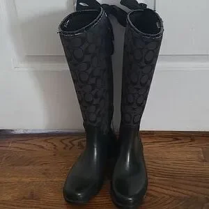 Coach Knee High Rain Boot with Tie Back
